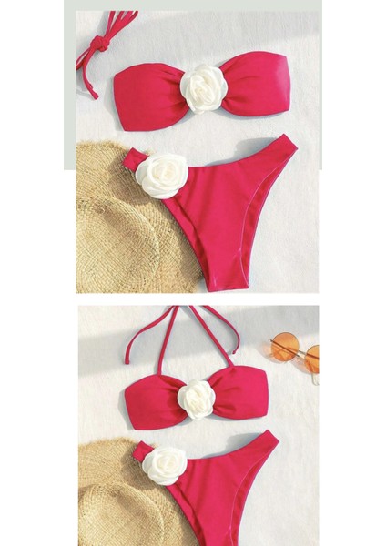 Weırsoın Düz Renkli Çiçek Bikini Plaj Mayo (Yurt Dışından) fırsatları