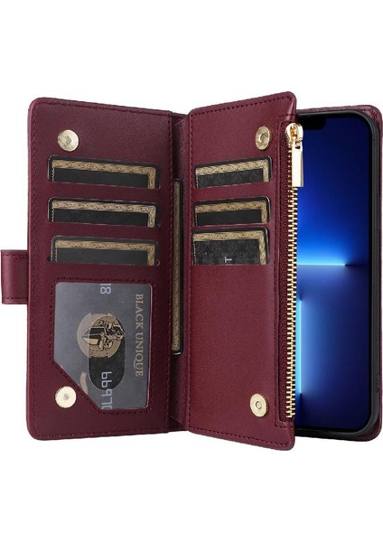 IPhone 13 Için Flip Case Pro Max Kayış Kart Yuvaları Cüzdan Darbeye (Yurt Dışından) fırsatları