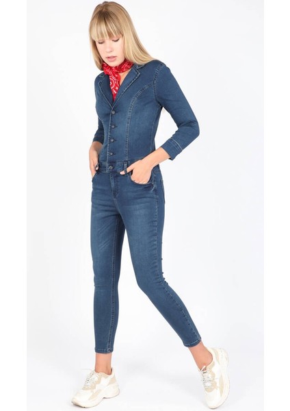 Kadın Koyu Lacivert Jean Tulum Pantolon modelleri