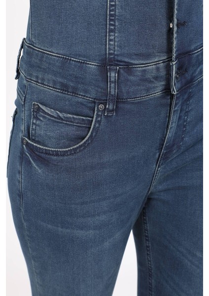 Kadın Koyu Lacivert Jean Tulum Pantolon
