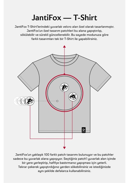 Unisex, 100% Koton, Çocuk, Oversize, Janti Fox Patchleriyle Tasarlanabilir Mavi T-Shirt indirimleri
