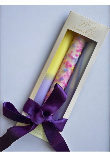 Ae'on 3lü Renkli Şamdan Mum Seti - Pastel Tonlar