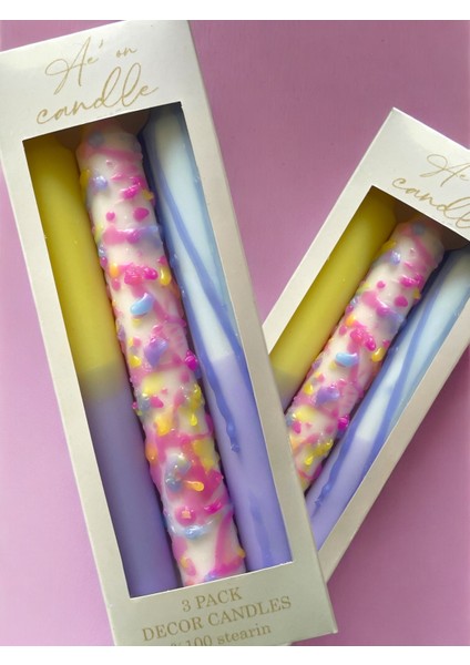 Ae'on 3lü Renkli Şamdan Mum Seti - Pastel Tonlar fiyatları