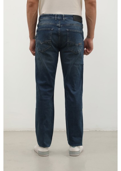 Erkek Koyu Mavi Rahat Kesim Jean Pantolon