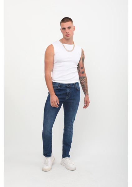 Erkek Mavi Straight Fit Jean Pantolon fiyatları