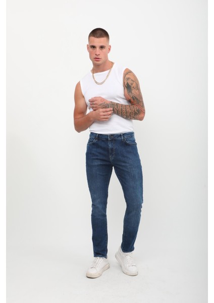 Erkek Mavi Straight Fit Jean Pantolon modelleri