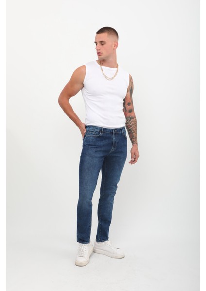 Erkek Mavi Straight Fit Jean Pantolon fırsatları