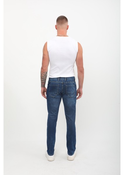 Erkek Mavi Straight Fit Jean Pantolon