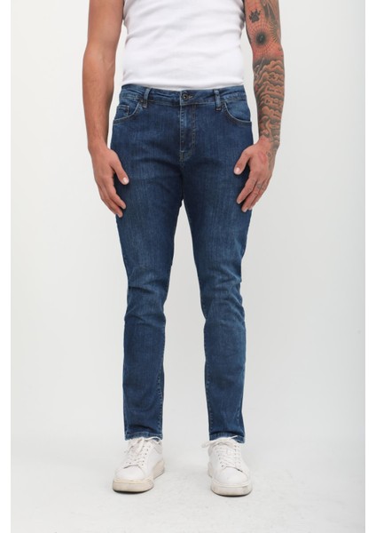 Erkek Mavi Straight Fit Jean Pantolon