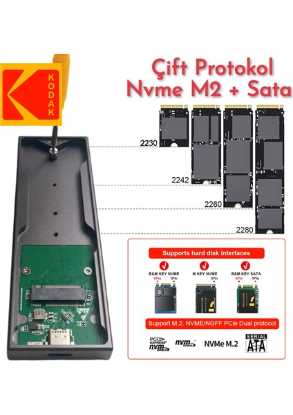 E010 Pro M2 Nvme+Sata Muhafaza Kutusu Çift Protokol CE Lisanslı 2280/2260/2242/2230/ 10Gbps 3.2 Yüksek Hızlı Son Nesil Teknoloji Metal Sağlam indirimleri