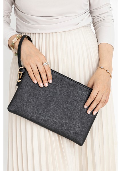 Kadın Kapitone Deri Clutch Portföy Çanta