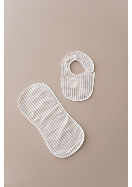 Müslin Önlük ve Omuz Bezi - Line Series - Beige indirimleri