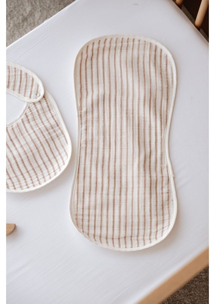 Müslin Önlük ve Omuz Bezi - Line Series - Beige