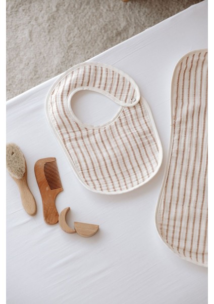 Müslin Önlük ve Omuz Bezi - Line Series - Beige