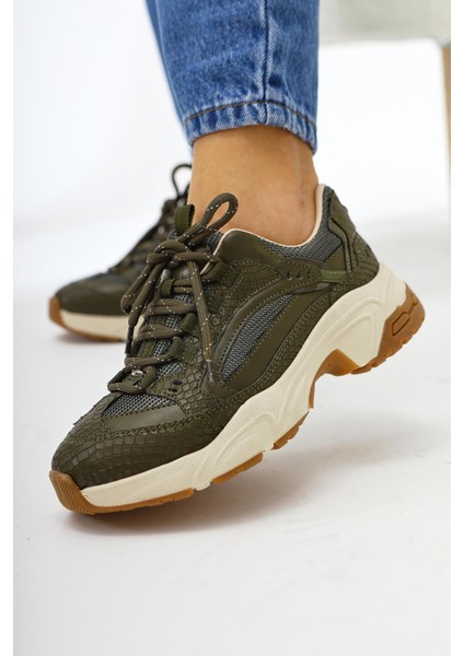 Caisa Haki Tekstil Detaylı Bağcıklı Kadın Sneakers fiyatları