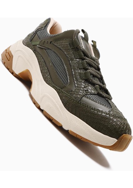 Caisa Haki Tekstil Detaylı Bağcıklı Kadın Sneakers modelleri