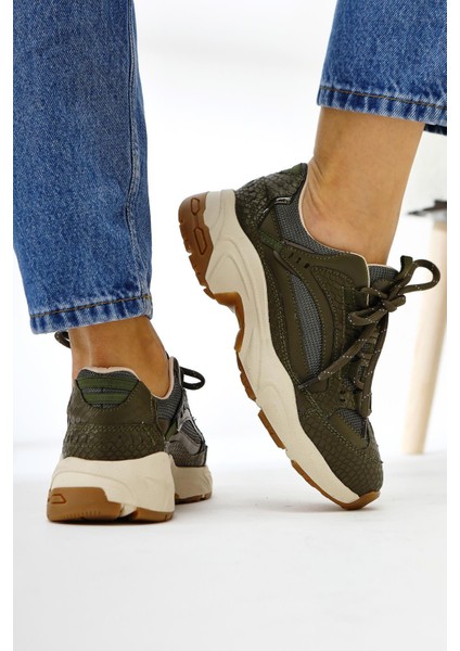 Caisa Haki Tekstil Detaylı Bağcıklı Kadın Sneakers indirimleri