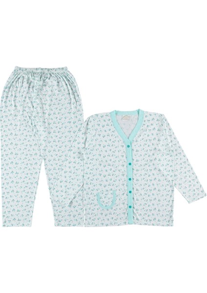 Venessa Tasarım Büyük Beden Boydan Düğmeli Pamuklu Kadın Pijama Takımı Rahat Kalıp Xl/2xl