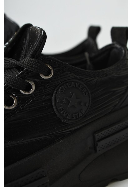 Ancy Siyah Paraşüt Kumaş Yıldız Patchli Sneakers fırsatları