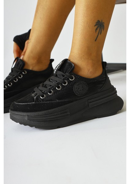 Ancy Siyah Paraşüt Kumaş Yıldız Patchli Sneakers indirimleri