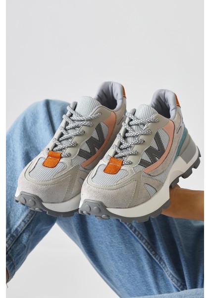 Bach Gri Süet Tekstil Detaylı Bağcıklı Kadın Sneakers modelleri