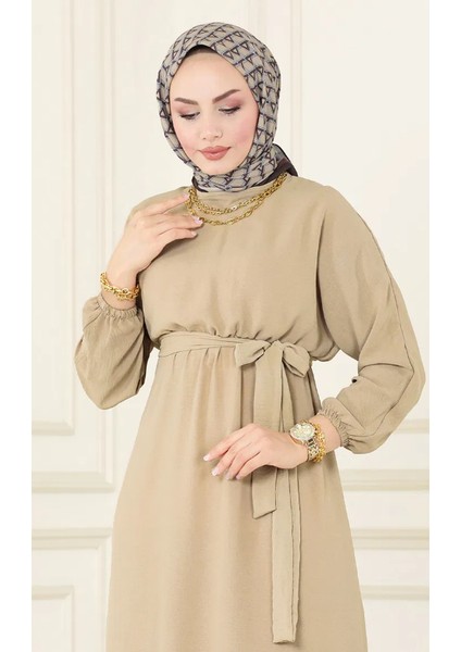 Kadın Giyim Abiye Moda Beli Lastikli Kuşaklı Elbise 2590 fiyatları
