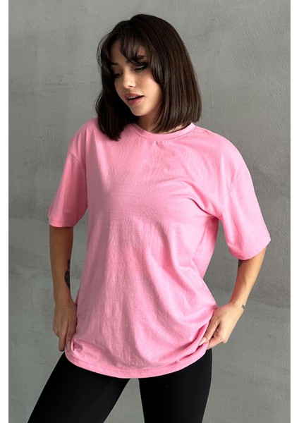 Kadın Büyük Kelebek Baskılı Bisiklet Yaka Oversize T-Shirt modelleri