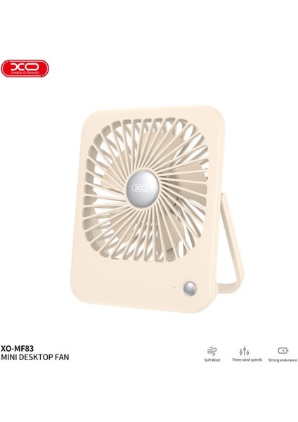 MF83 Masaüstü Katlanabilir Type-C 2000MAH Şarjlı Mini Fan Krem Rengi
