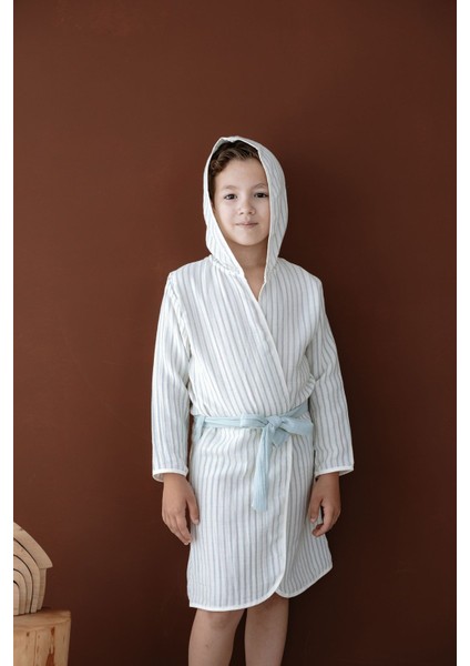 Müslin Bornoz | Line Series - Blue