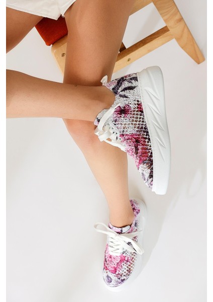 Biba Mor Triko Desen Baskılı Bağcıklı Sneaker fiyatları