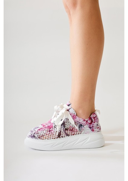 Biba Mor Triko Desen Baskılı Bağcıklı Sneaker modelleri