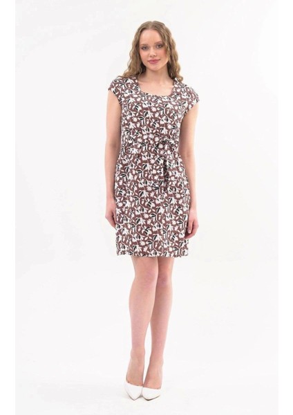 Kadın Kahve kare Yaka cep Detaylı Mini Elbise Elbise 4434-97 fiyatları