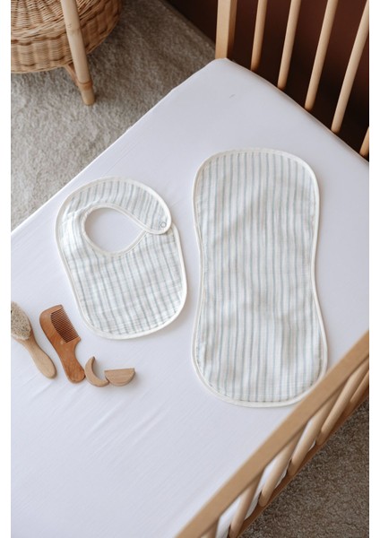 Müslin Önlük ve Omuz Bezi - Line Series - Blue