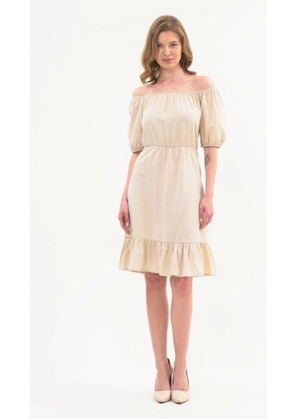 Kadın Beli Lastikli Tery Coton Elbise 4367/95