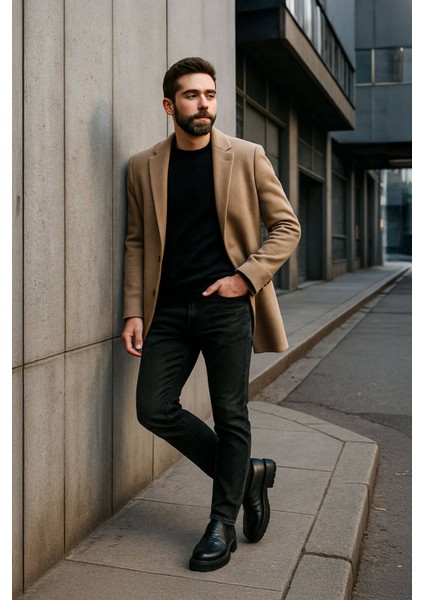 Erkek Siyah Düz Kesim Jean Pantolon