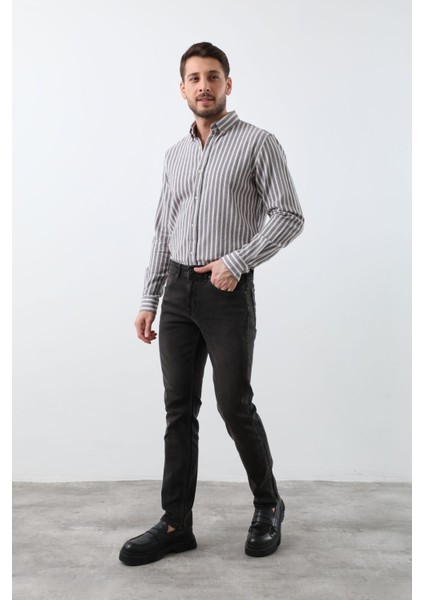 Erkek Siyah Düz Kesim Jean Pantolon modelleri