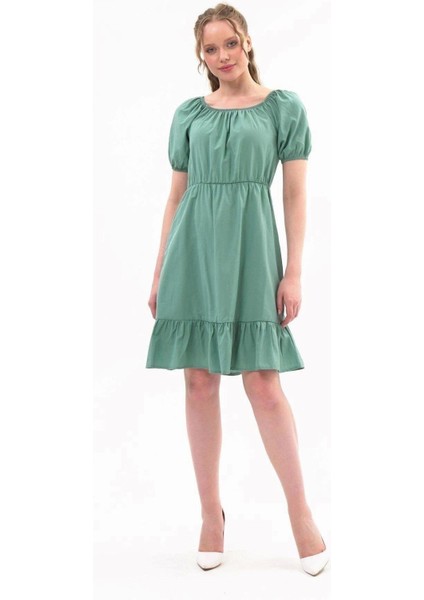 Kadın Beli Lastikli Tery Coton Elbise 4367/95