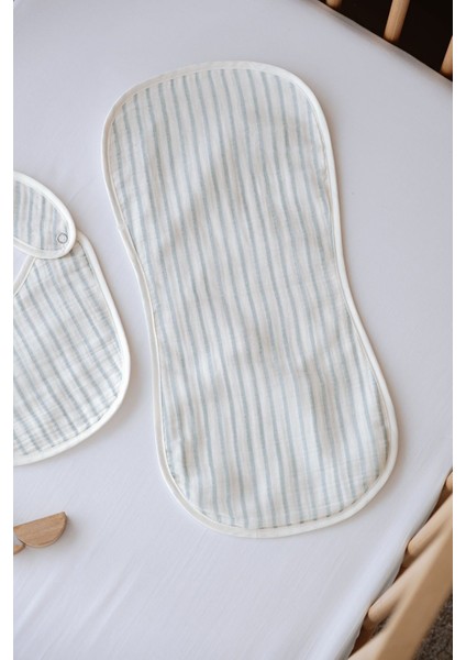 Müslin Önlük ve Omuz Bezi - Line Series - Blue