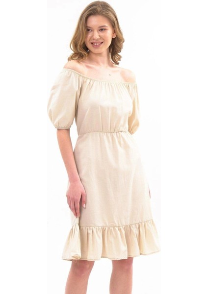 Kadın Beli Lastikli Tery Coton Elbise 4367/95 modelleri