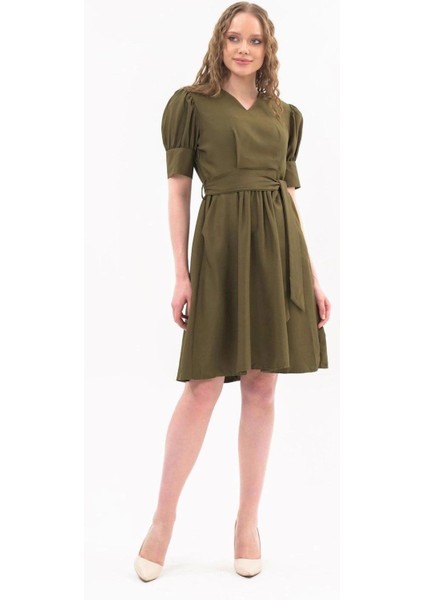 Kadın Yeni Sezon Kuşaklı Cep Detaylı Polyester Krep Elbise 4379 Boy 95 fiyatları