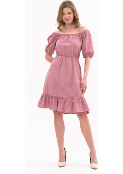Kadın Beli Lastikli Tery Coton Elbise 4367/95