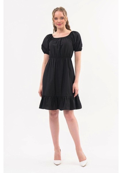 Kadın Beli Lastikli Tery Coton Elbise 4367/95