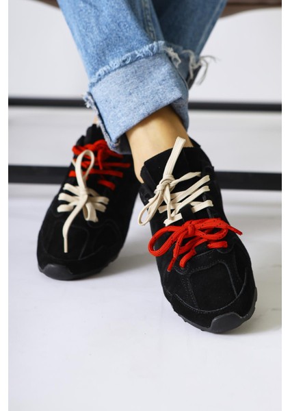 Hakiki Deri Sue Siyah Süet Çift Bağcıklı Sneakers modelleri