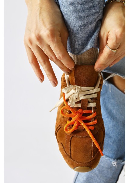 Hakiki Deri Sue Taba Süet Çift Bağcıklı Sneakers modelleri