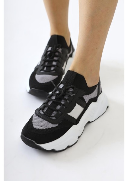Mireia Siyah Süet Detaylı Örgü Sneakers