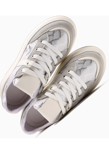 Julissa Beyaz Süet Parlak Desenli Kalın Taban Kadın Sneakers fırsatları