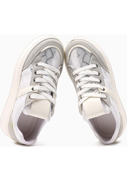 Julissa Beyaz Süet Parlak Desenli Kalın Taban Kadın Sneakers indirimleri