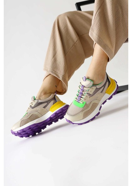 Netta Çok Renkli (Yeşil) File Detaylı Bağcıklı Sneakers modelleri