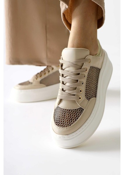 Emilina Krem Fileli Bağcıklı Sneakers fiyatları