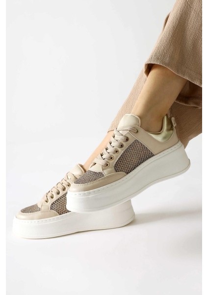 Emilina Krem Fileli Bağcıklı Sneakers modelleri